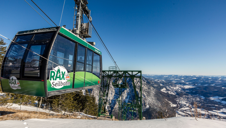 Die Rax-Seilbahn im Winter, © Raxalpen Touristik Die Rax-Seilbahn im Winter, © Raxalpen Touristik