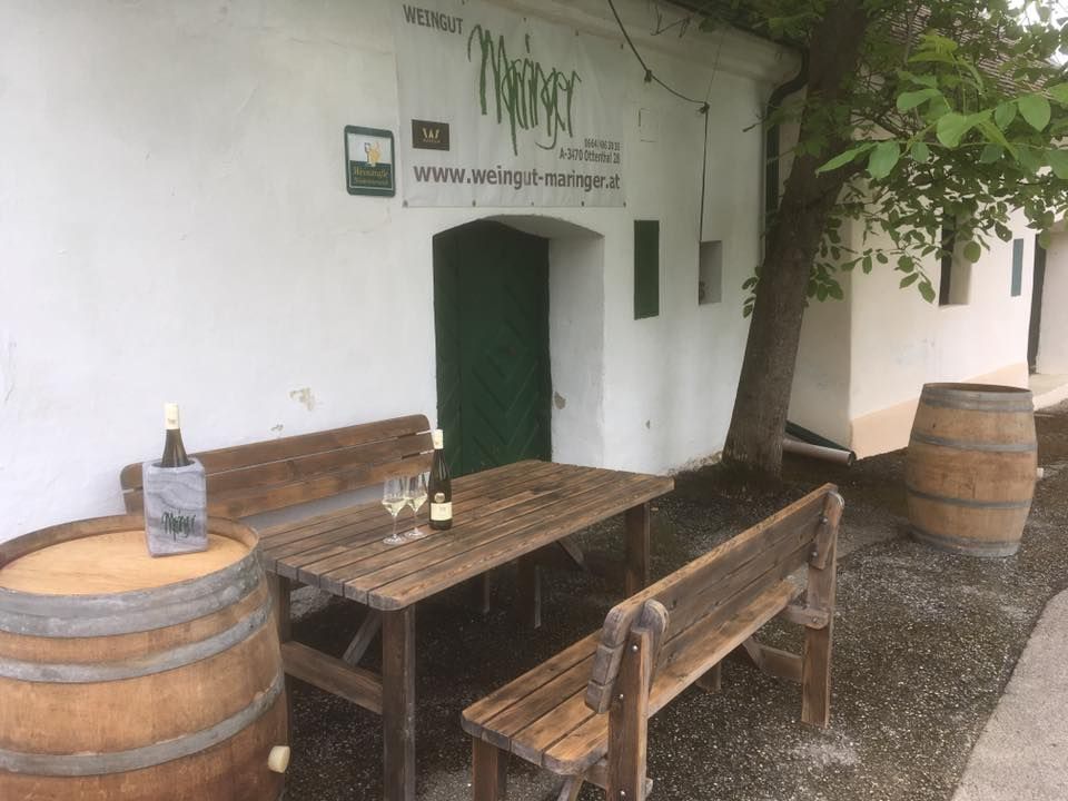 a diófa alatt, a Maringer-pince előtt