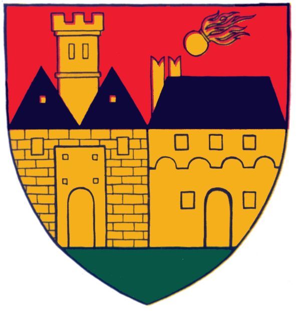 Allentsteig címere vörös alapon várral, toronnyal és üstökössel.