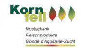 A Mostschank Familie Kornfell logója levelekkel és zöld betűs szöveggel.