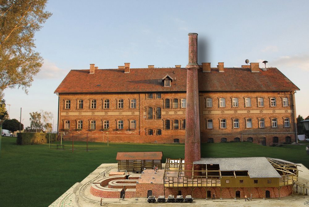 A téglagyár egy egykori gyűrűs kemence modelljével