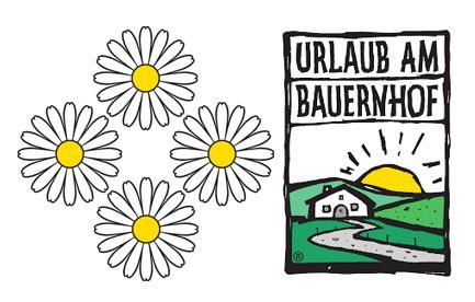 A "Urlaub am Bauernhof" logója négy virággal, mint minősítések.