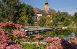 Hálószoba boltíves mennyezettel, fapadlóval, ággyal, karosszékkel, komóddal és szőrme szőnyeggel.