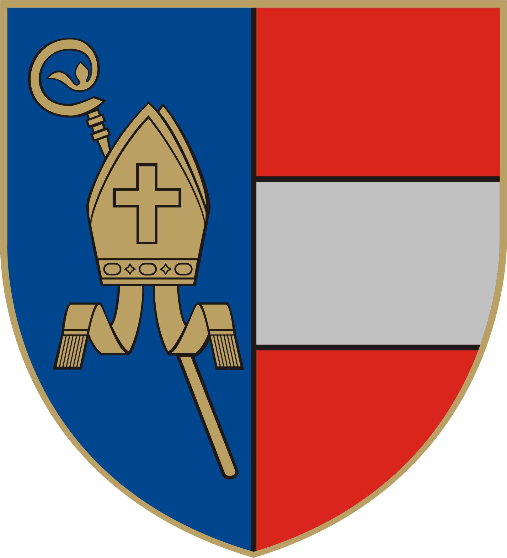 Ruprechtshofen címere kék alapon püspöki mitrával és karszalaggal, mellette vörös-fehér-piros mezőben.