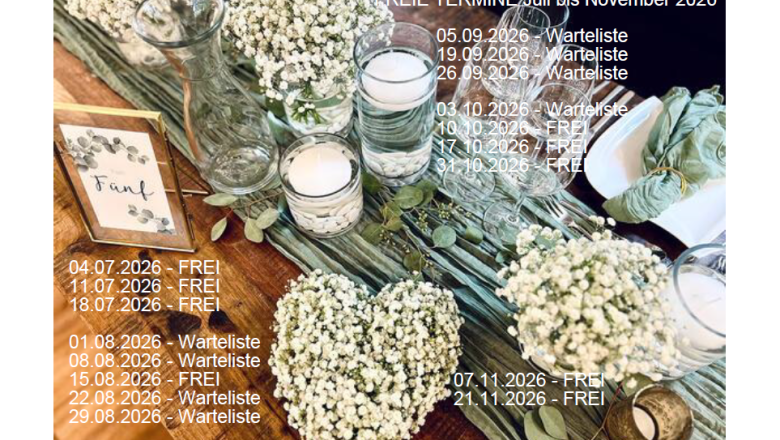 2026 FREE DATES July to November updated 03.02.2026, &copy; freie Termine Juli bis November 2026