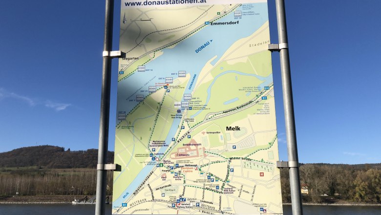 Melk Danube stations orientation board, &copy; Donau N&Ouml; Tourismus