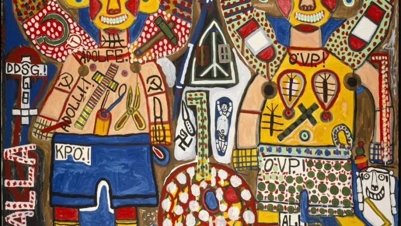 August Walla, Two Angels, 1986, © Privatstiftung - Künstler aus Gugging