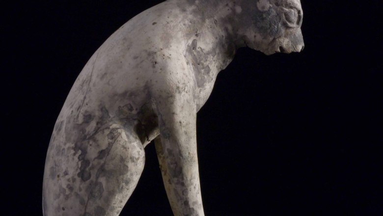 "Anubis dog" made of light gray clay from the cemetery in Schießstattgasse, © BDA, Schumacher