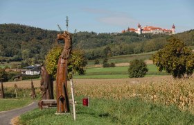 On the sculpture trail with a view of G&ouml;ttweig Abbey, &copy; Doris Schwarz-K&ouml;nig